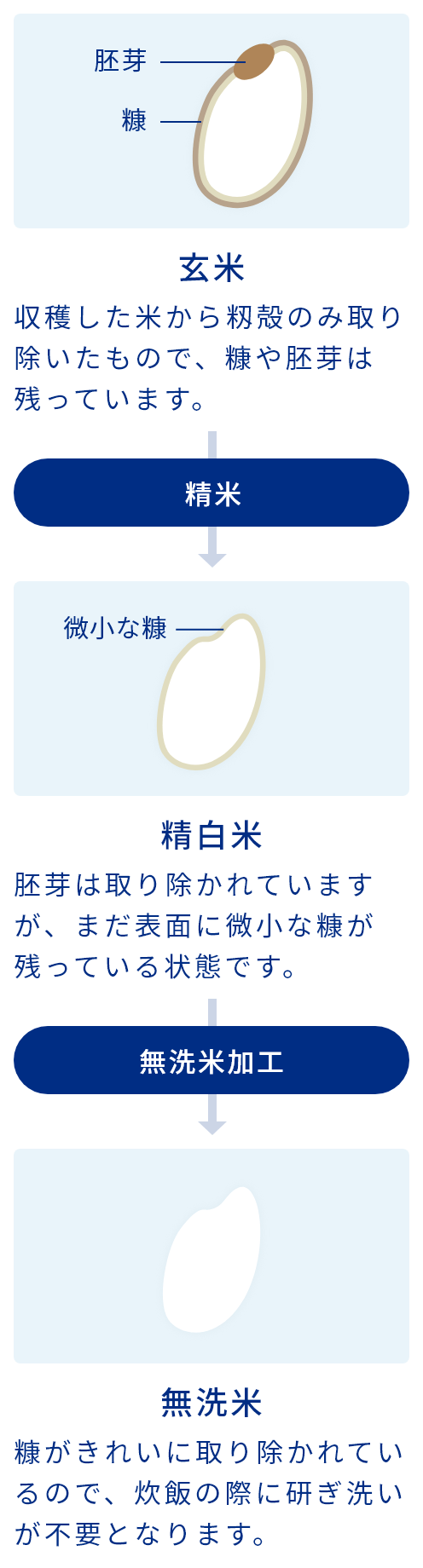 無洗米加工の流れの図